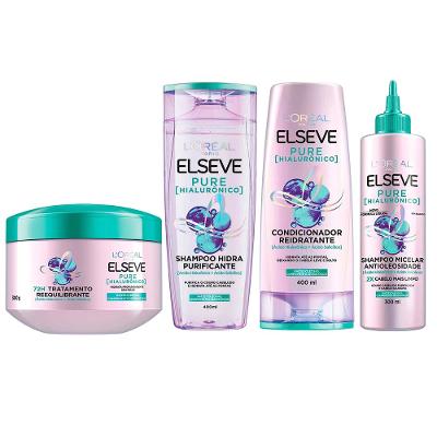 Elseve Pure Hialurônico Kit – Shampoo + Condicionador + Shampoo Micelar + Creme de Tratamento