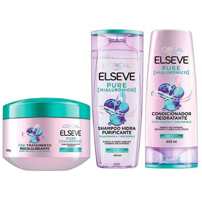 Elseve Pure Hialurônico Kit – Shampoo + Condicionador + Creme de Tratamento