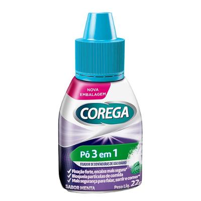 Pó Fixador de Dentadura  3 em 1 Corega - Forte Fixação Menta