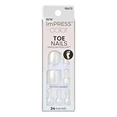 Unhas Postiças para Pés  Impress Color By Kiss NY - Lustre White