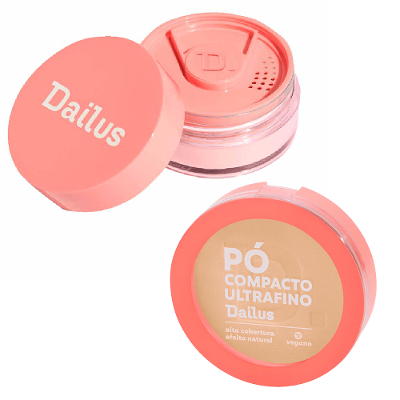 Dailus Kit - Pó Solto Facial Rosa + Pó Compacto Facial D2 Claro