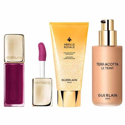 Guerlain - Espuma de Limpeza Facial Abeille Royale + Base Le Teint + Lip Oil Kiss Kiss Bee Glow Kit Presenteável