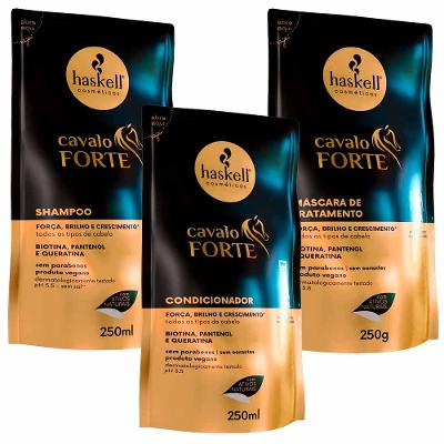 Haskell Cavalo Forte Kit Refil – Shampoo + Condicionador + Máscara