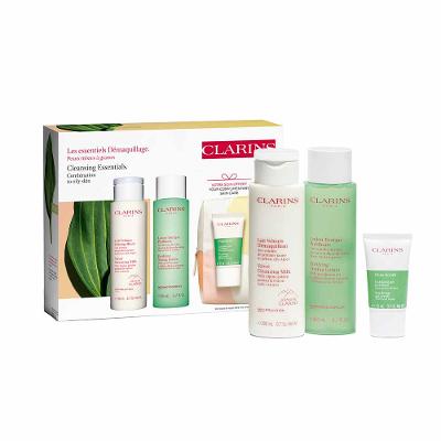 Clarins Kit - Esfoliante Facial + Tônico Facial + Leite Demaquilante + Nécessaire