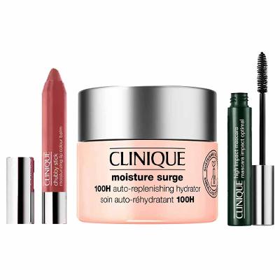 Clinique - Hidratante Facial Moisture Surge + Batom Chubby Stick + Máscara de Cílios High Impact Kit Presenteável