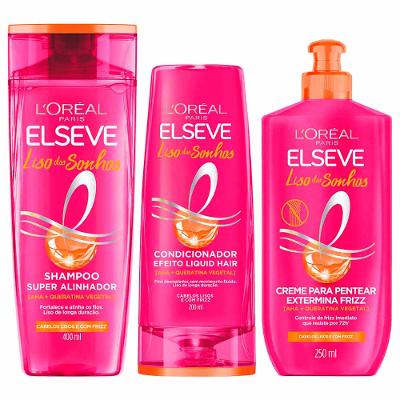 Elseve Liso dos Sonhos Kit - Creme para Pentear + Shampoo + Condicionador
