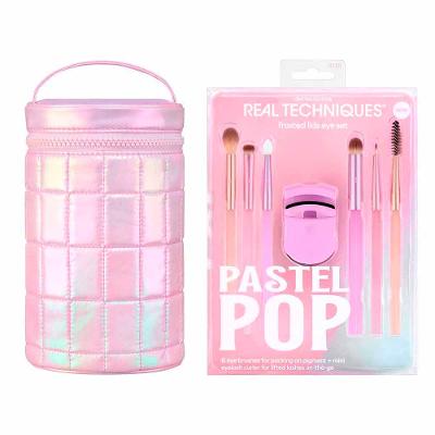Real Techniques Pastel Pop Kit - 6 Pincéis para Olhos + 1 Mini Curvador de Cílios + Estojo para Pincéis