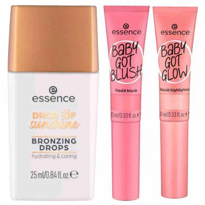 Essence Kit - Bronzer Líquido Dourado + Blush Líquido Dusty Rose + Iluminador Líquido Rose and Shine