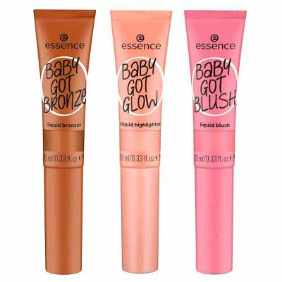 Essence Baby Got Kit - Iluminador Líquido Breezy Bronze + Blush Líquido Dusty Rose + Bronzer Líquido Sunkissed Sweety