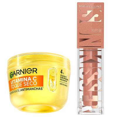 Kit Maybelline + Garnier - Blush Líquido 08 Shades On + Hidratante Facial Vitamina C