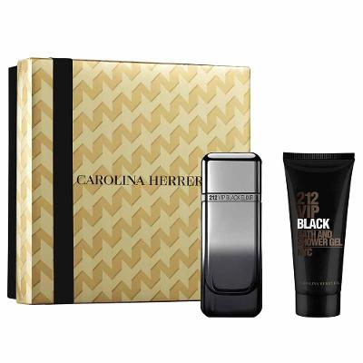 Coffret Carolina Herrera 212 VIP Black Kit - Perfume Masculino Elixir EDP + Gel de Banho