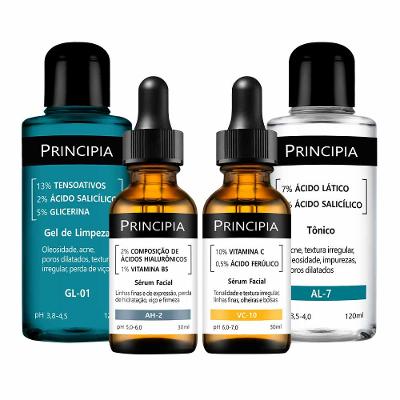 Kit Principia Essencial Avançado - Gel de Limpeza + Tônico + 2 Séruns