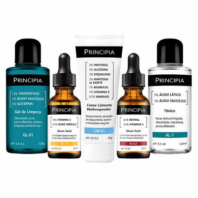 Kit Principia Antissinais Intensivo - Gel de Limpeza + Tônico + Creme + 2 Séruns