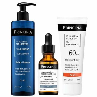 Principia Kit - Protetor Solar FPS60 + Gel de Limpeza + Sérum AH-2