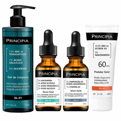 Principia Kit - Protetor Solar FPS60 + Sérum AH-2 + Sérum Mix-01 + Gel de Limpeza