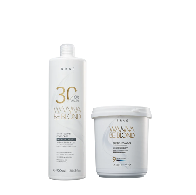 BRAÉ Wanna Be Blond 9% Água Oxigenada 30 Volumes 900ml+Pó Descolorante 500g