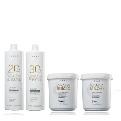 BRAÉ Wanna Be Blond Água Oxigenada 20v 900ml+Água Oxigenada 30v 900ml+2 Pó Descolorante 500g