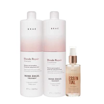 Kit Braé Blond Repair Shampoo Condicionador Litro e Essential Oil Blend (3 produtos)