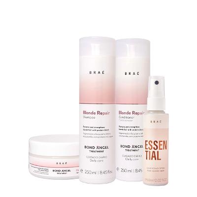 Kit Braé Blond Repair Shampoo Condicionador Máscara e Mini Essential (4 produtos)