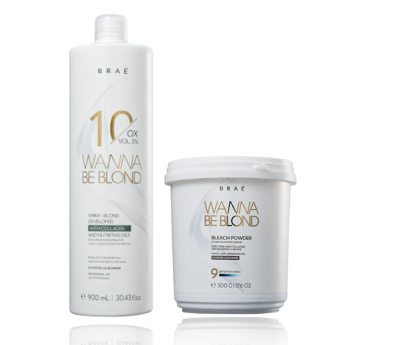 BRAÉ Wanna Be Blond 3% Água Oxigenada 10 Volumes 900ml+Pó Descolorante 500g