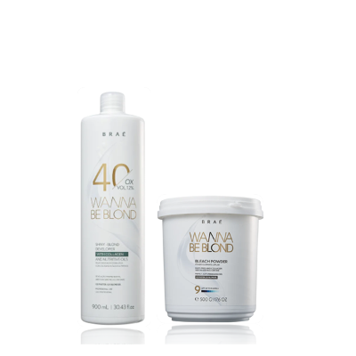 BRAÉ Wanna Be Blond 12% Água Oxigenada 40 Volumes 900ml+Pó Descolorante 500g