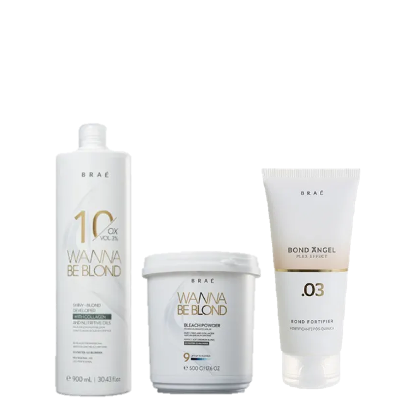 BRAÉ Wanna Be Blond 3% Água Oxigenada 10 Volumes 900ml Pó Descolorante 500g e Plex Efect Passo 3 100ml