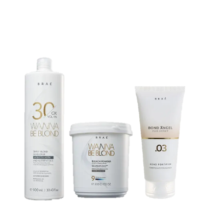 BRAÉ Wanna Be Blond 9% Água Oxigenada 30 Volumes 900ml Pó Descolorante 500g e Plex Efect Passo 3 100ml