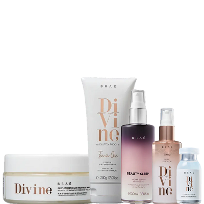 BRAÉ Divine Máscara 200g Leave in 200g Serum 60ml Ampola 13ml e Beauty Sleep 100ml