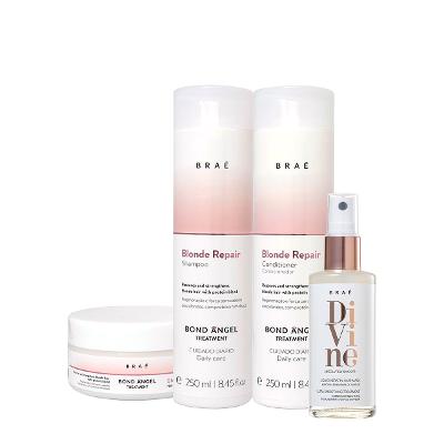 Kit Braé Blond Repair Shampoo Condicionador Máscara e Divine Máscara de Queratina Liquida (4 produtos)