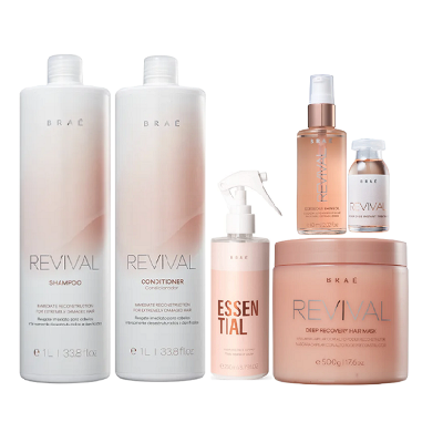 Brae Revival Shampoo+Condicionador 1L+Essential 260ml+Mascara 500g+Shine Oil 60ml+Power Dose 13ml