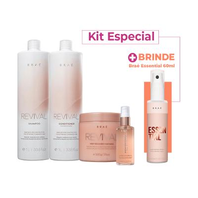 Brae Revival Kit Shampoo+Condicionador 1L+Mascara 500g+Shine Oil 60ml