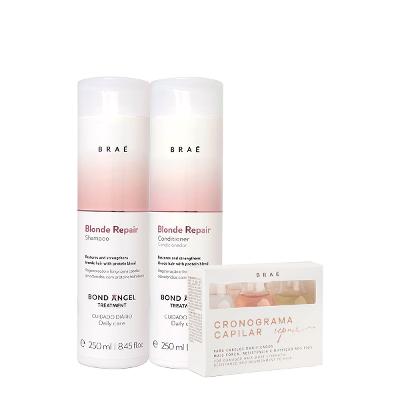 Kit Braé Blond Repair Shampoo Condicionador e Cronograma Capilar Repair (3 produtos)