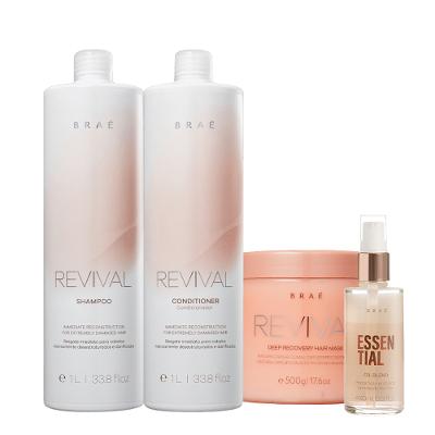 Kit Braé Revival Shampoo Condicionador Máscara e Essential Oil Blend (4 produtos)