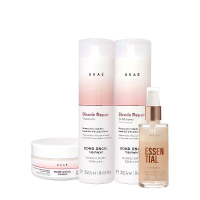 Kit Braé Blond Repair Shampoo Condicionador Máscara e Oil Blend (4 produtos)