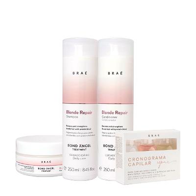 Kit Braé Blond Repair Shampoo Condicionador Máscara e Cronograma Capilar Repair (4 produtos)