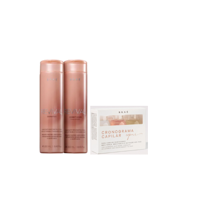BRAE Revival Shampoo+Condicionador 250ml+Cronograma Capilrar Repair Kit 3 Ampolas