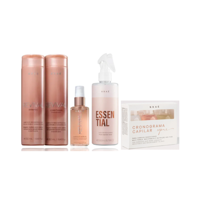 BRAE Revival Shampoo+Condicionador 250ml+Shine Oil 60ml+Essential 260ml+Cronograma Capilrar Repair Kit 3 Ampolas