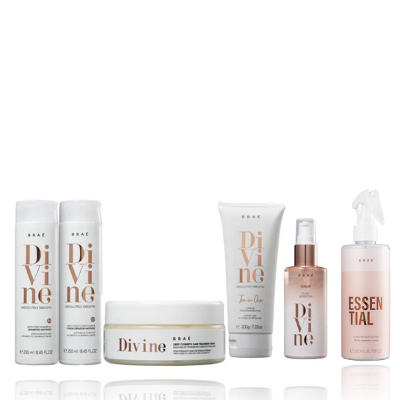 Kit Brae Divine Shampoo e Condicionador 250ml + Máscara + Leave-in 200ml + Serum Plume 60ml+Essential 260ml
