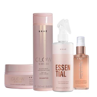 Kit Braé Glow Shine Shampoo Máscara Essential e Óleo Gorgeous  (4 produtos)
