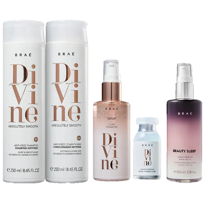 Brae Divine Kit Duo 250ml Serum Plume 60ml Ampola 13ml e Beauty Sleep 100ml