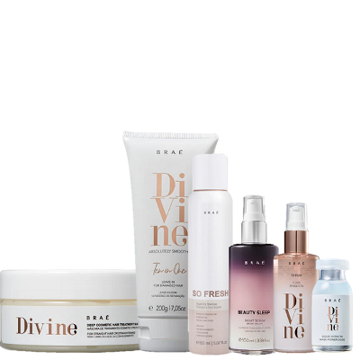 BRAE Divine Mascara 200g Leave in 200g Serum 60ml Ampola 13ml Beauty Sleep 100ml e So Fresh 150ml