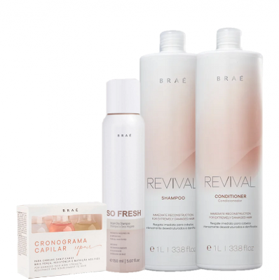 Brae Revival Duo 1L Cronograma Capilar Repair e So Fresh 150ml