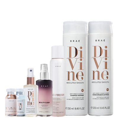 Brae Divine Duo 250ml Queratina 60ml Ampola Divine e Revival 13ml Beauty Sleep 100ml e So Fresh 150ml