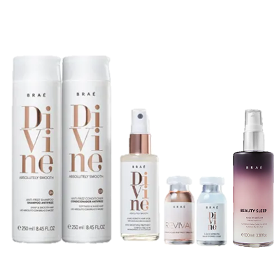 Brae Divine Duo 250ml Queratina Liquida 60ml Ampola Divine e Revival 13ml e Beauty Sleep 100ml