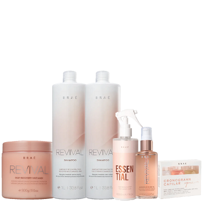 Brae Revival 2 Shampoo 1L Mascara 500g Essential 260ml gorgeus 60ml e Cronograma Repair