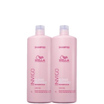 Kit Wella Professionals Invigo Blonde Recharge - Shampoo Desamarelador 1L (2 Unidades)