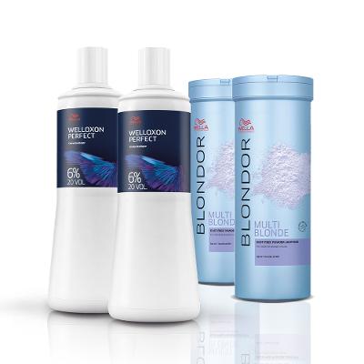 Kit Wella Blondor Pó Descolorante 400g e Oxidante 6% 20V Duplas (4 produtos)
