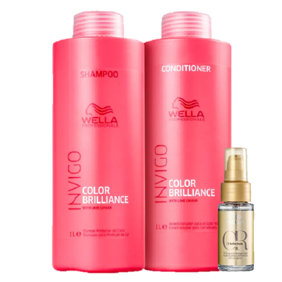 Wella Invigo Color Brilliance Duo 1L e Oil Reflections 30ml (3 Produtos)