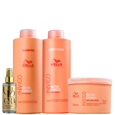 Wella Professionals Invigo Nutri Enrich Salon Trio e Oil Reflections 100ml (4 Produtos)