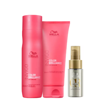 Wella Professionals Invigo Color Brilliance Shampoo 250ml+Condicionador 200m+Oil Reflections Light 30ml